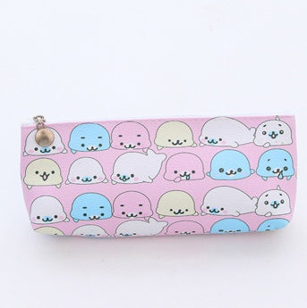 Cute triangular PU leather pencil case