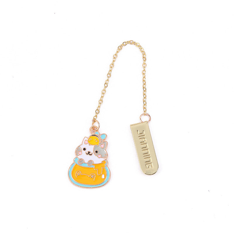 Jane Key Foodie Cute Pet Cat Bookmark Cartoon Creative Metal Pendant