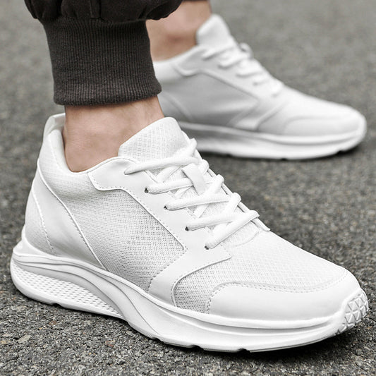 Breathable flying woven white shoes for boys that increase height