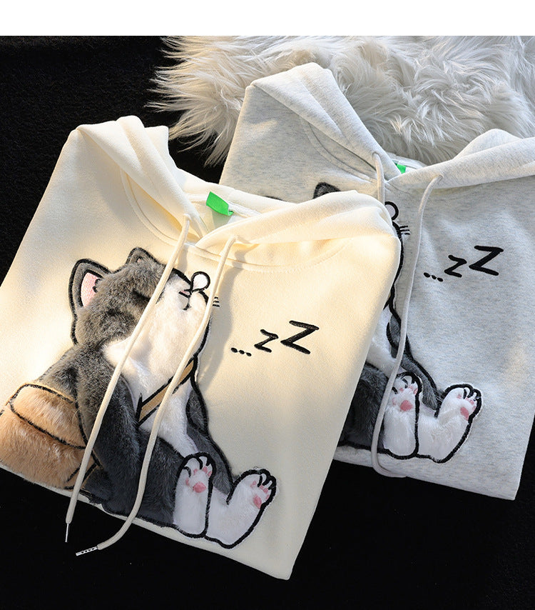 Ragdoll Flocking Hooded Sweater Couple Jacket