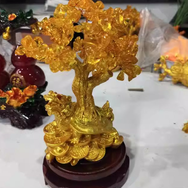 Citrine kleine Wasser Schildkröte Geldbaum Feng Shui Glücks baum dekorative Ornamente