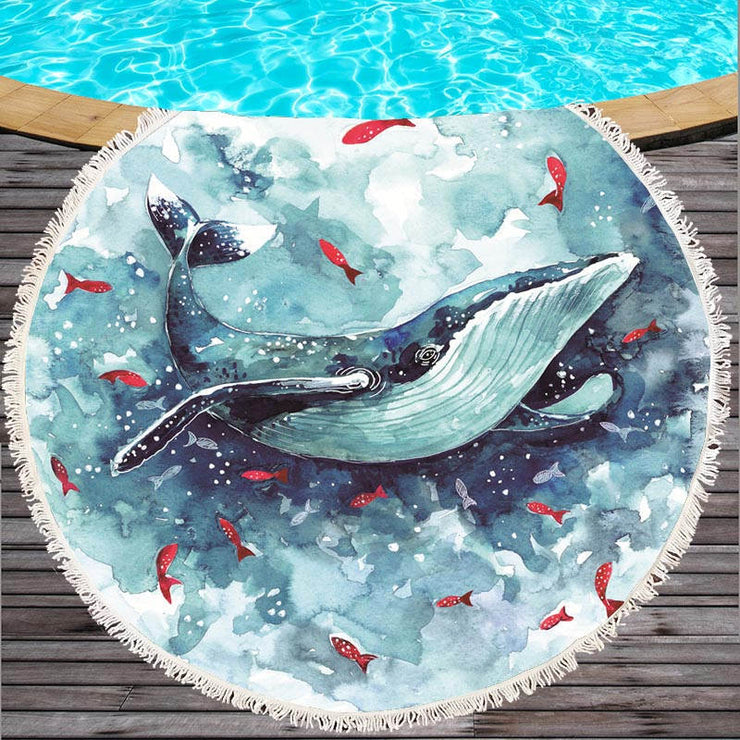 Marine Life Round Printed Beach Towel