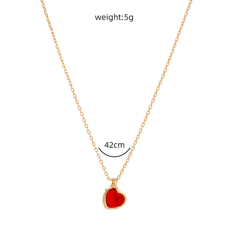 Red Heart Clavicle Chain Pendant