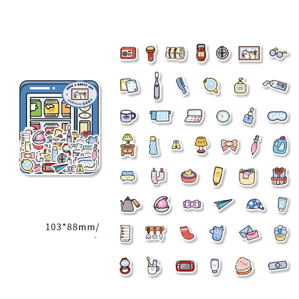 Stickerpaket Little Life Home-Serie Handgemalte Cartoon-Handzeltaufkleber 100 Blatt