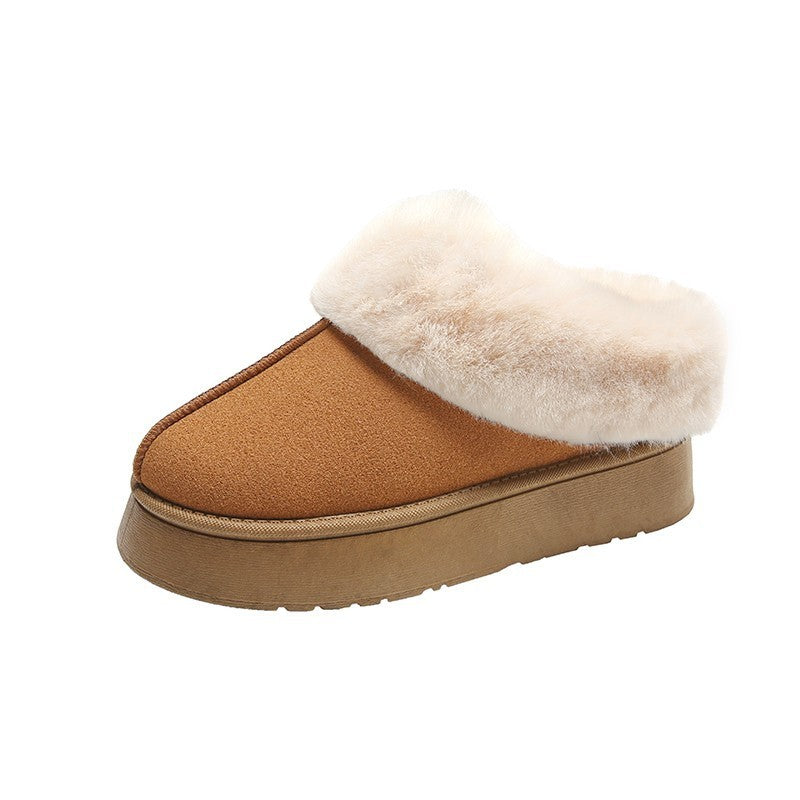 Women's Fur Mouth Short Tube Wrapped Cotton Slippers