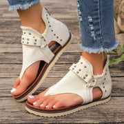 Denim-Zehentrenner-Sandalen mit Reißverschluss hinten, flache Sommer-Retro-Strandschuhe für Damen