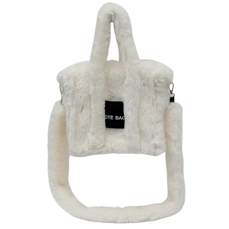 Women's Faux Rabbit Fur Portable Large-capacity Crossbody Bag