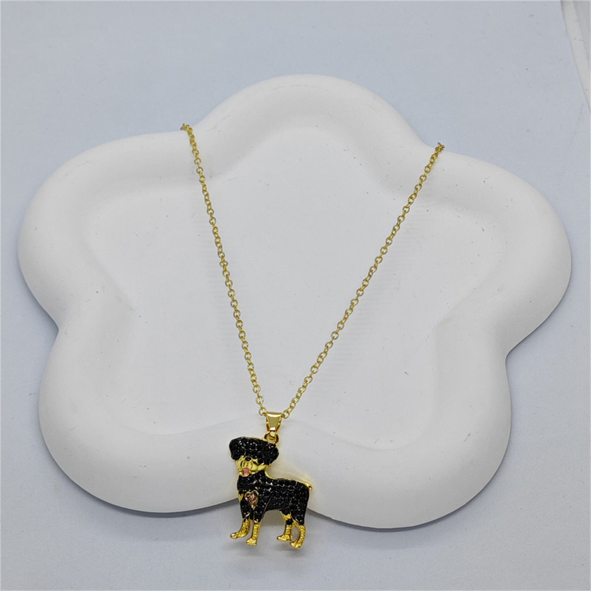 Cute Rottweiler Shaped Pendant Necklace