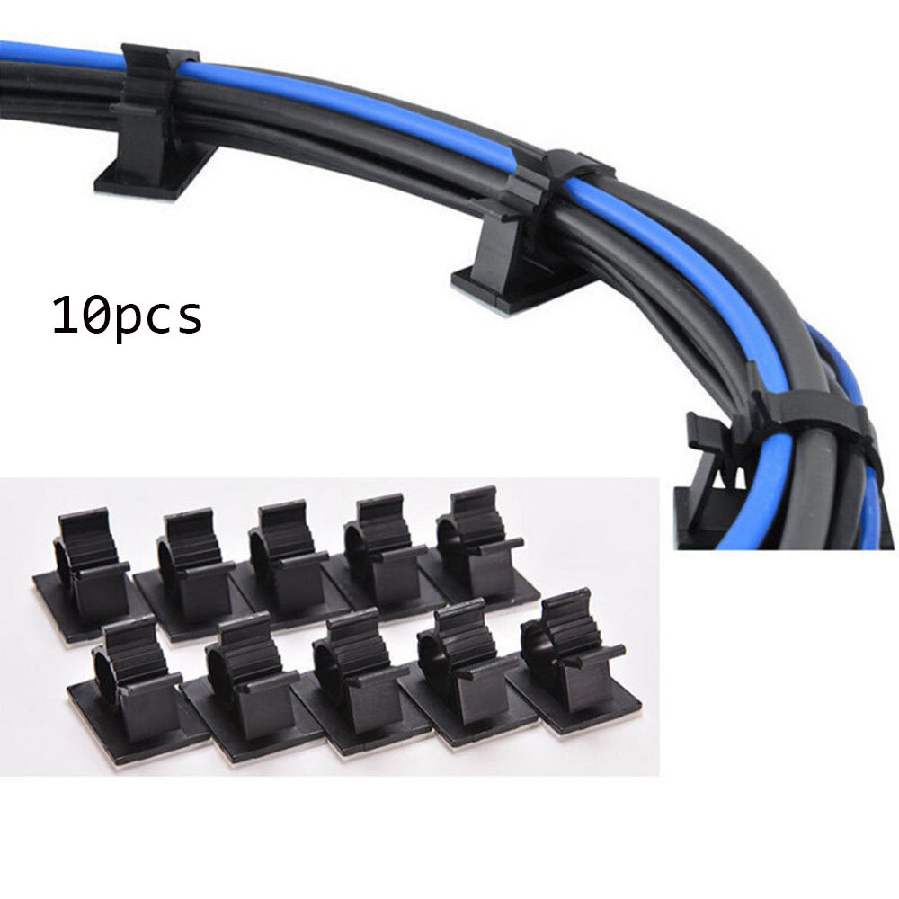 Nylon Black Self-Adhesive Cable Clamp 13mm Wire Cable Clip 10pcs