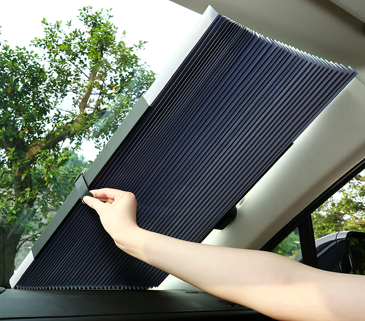 Automatic telescopic adjustable sunshade board for cars and trucks, 4 sizes