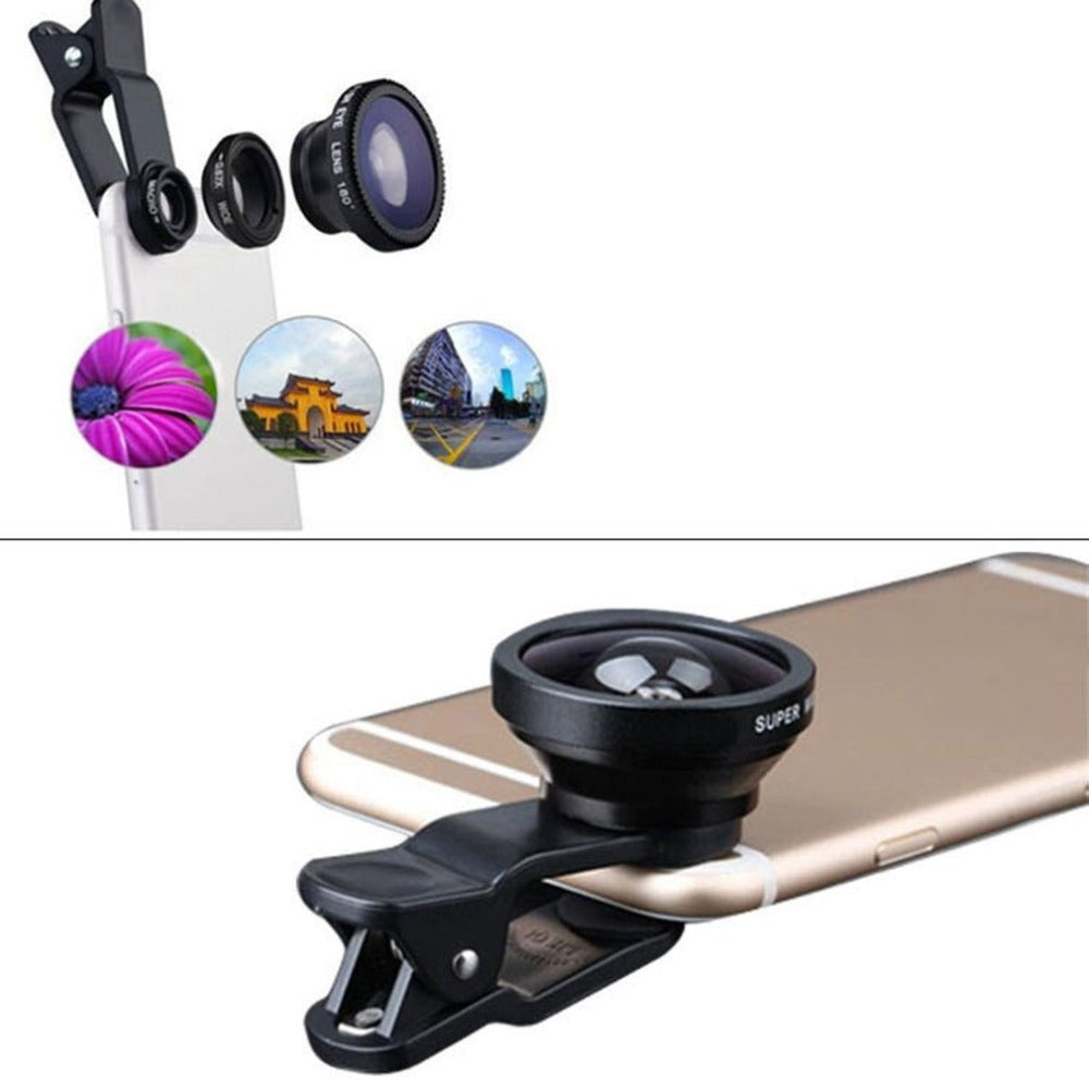 Mobile Phone Lens Wide Angle Macro Fisheye Three in One External Camera