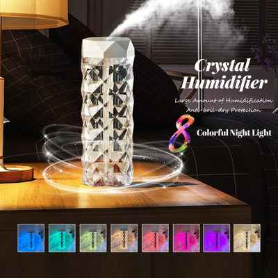 Kristalllampe Luftbefeuchter Farbnachtlicht Touch-Lampe mit kühlem Nebelhersteller Fogger LED Atmosphäre Zimmerdekoration Home Decor Lichter