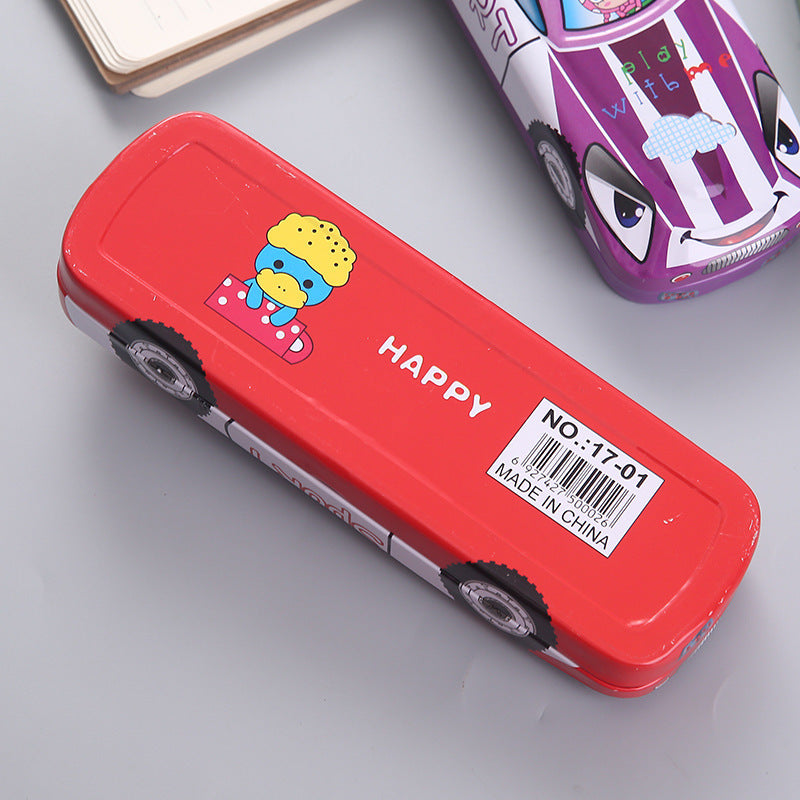 Tinplate Car Trolley Double-layer Racing Shape Pencil Case