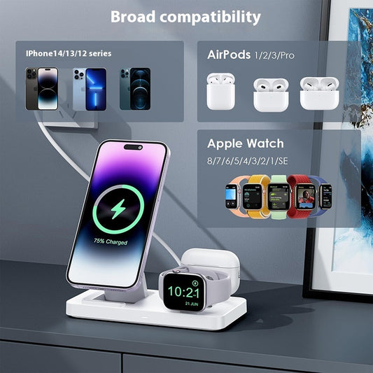 Mobile Watch Headset Foldable 3-in-1 Magnetic Wireless Charger