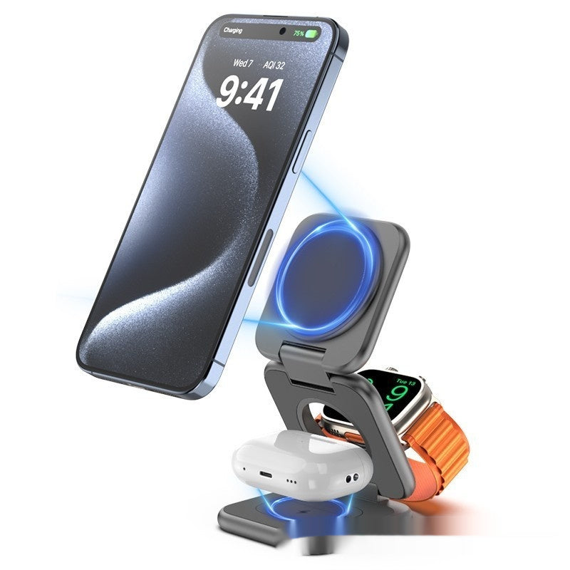 Foldable Magnetic Wireless Charger Phone Holder