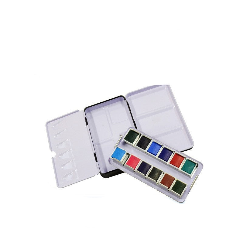 Solid Watercolor Iron Box Pigment Painting Three Fold Empty Iron Box