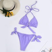 Bikini Mehrfarbigen Halter Neck Tie Große Brüste