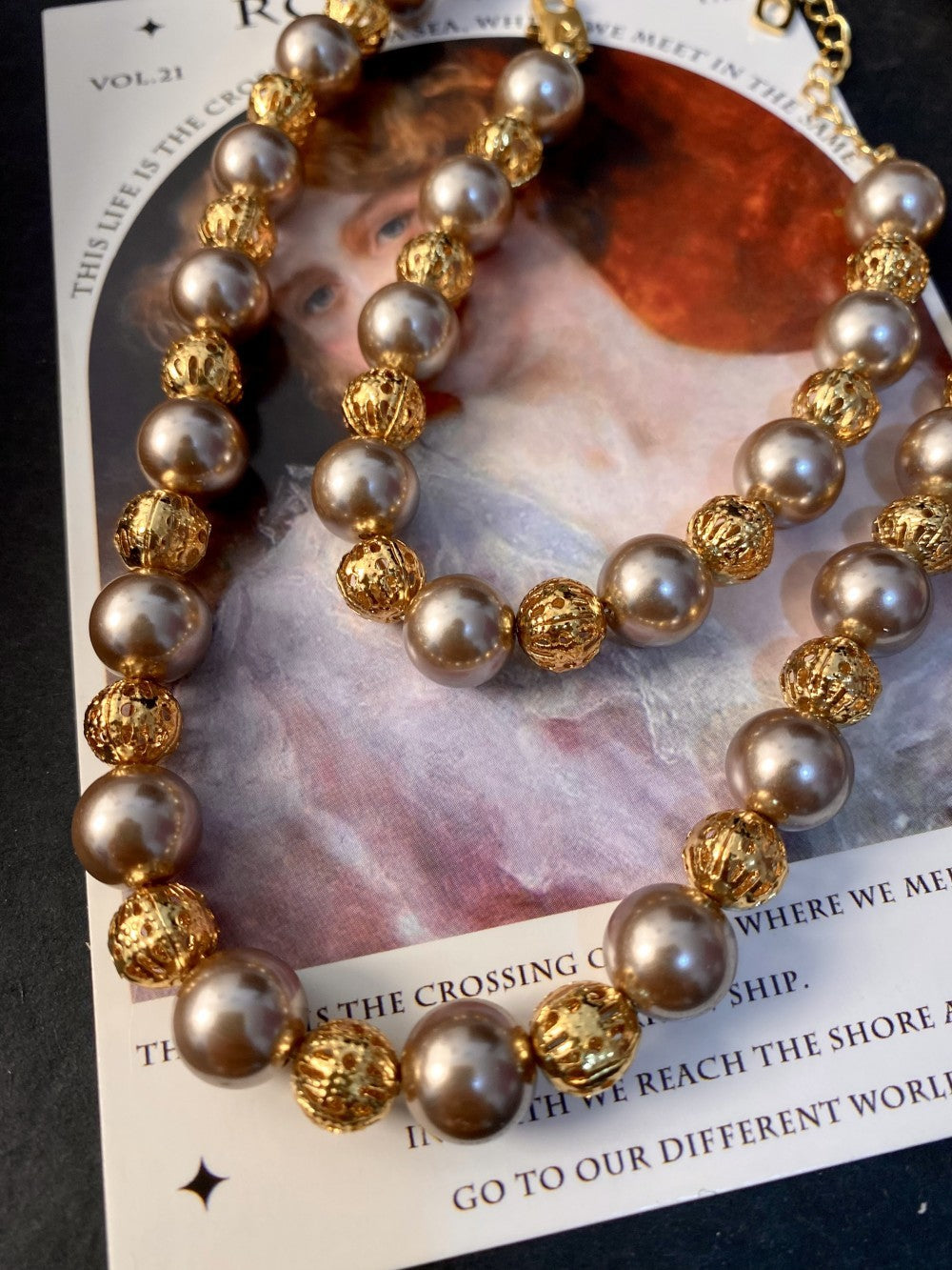 Light Luxury Pearl Brass Necklace