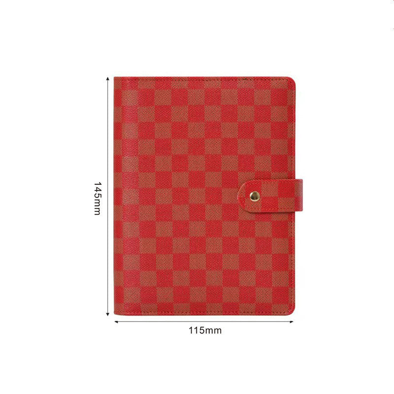 Makaron Loose-leaf Leather Cover Plaid Notebook