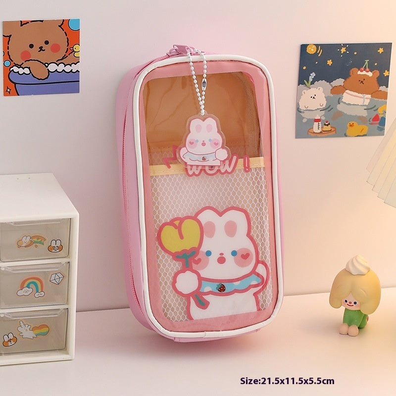 Cartoon Stationery Large Capacity Transparent And Cute Student Pencil Case Stationery Box