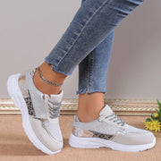 Damen-Sneakers mit Schnürung, atmungsaktives Mesh, flache Schuhe, modisch, lässig, leicht, Laufsportschuhe