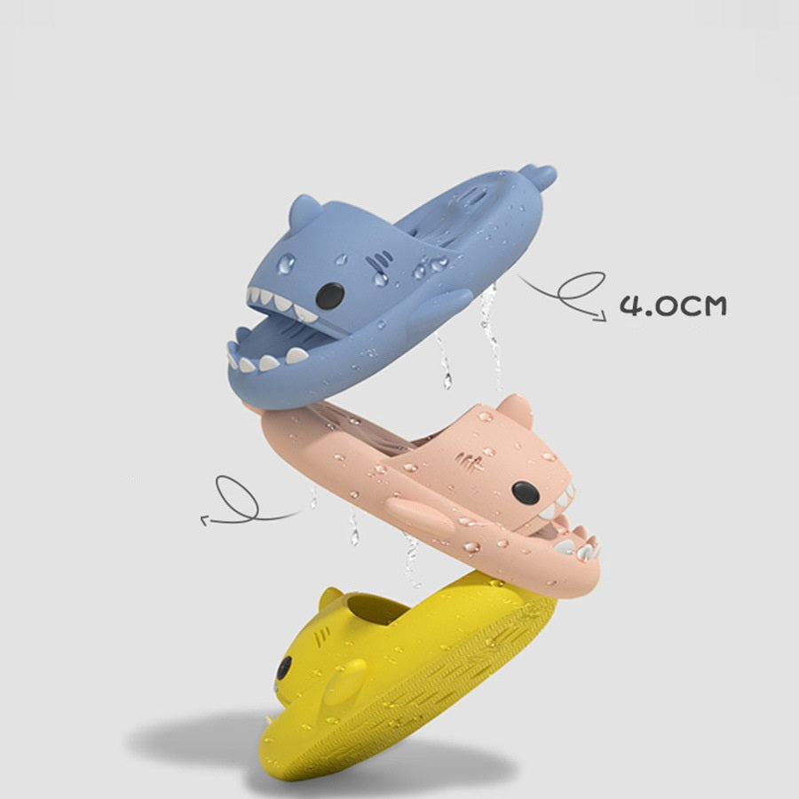 Shark slippers with drain holes, shower shoes, beach sandals with drain holes