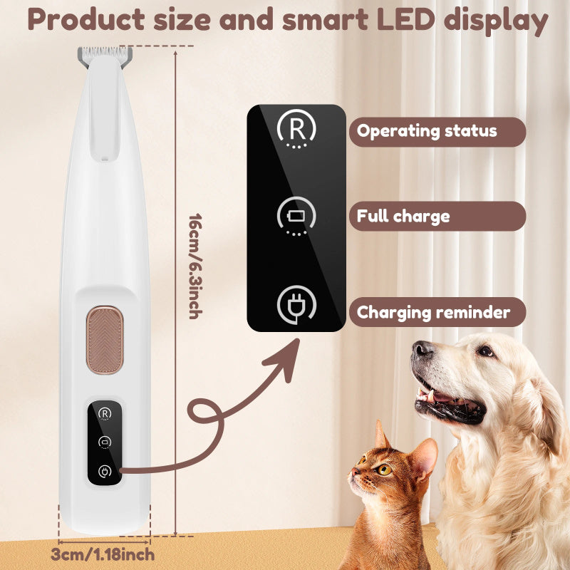 Pet Hair Clipper with LED LED Light, Fully Waterproof Pet Hair Clipper with LED Display, Dog Grooming Clipper