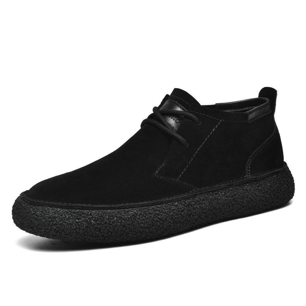 Matte Leather Mercerized Suede Leather Mid-top Board Shoes