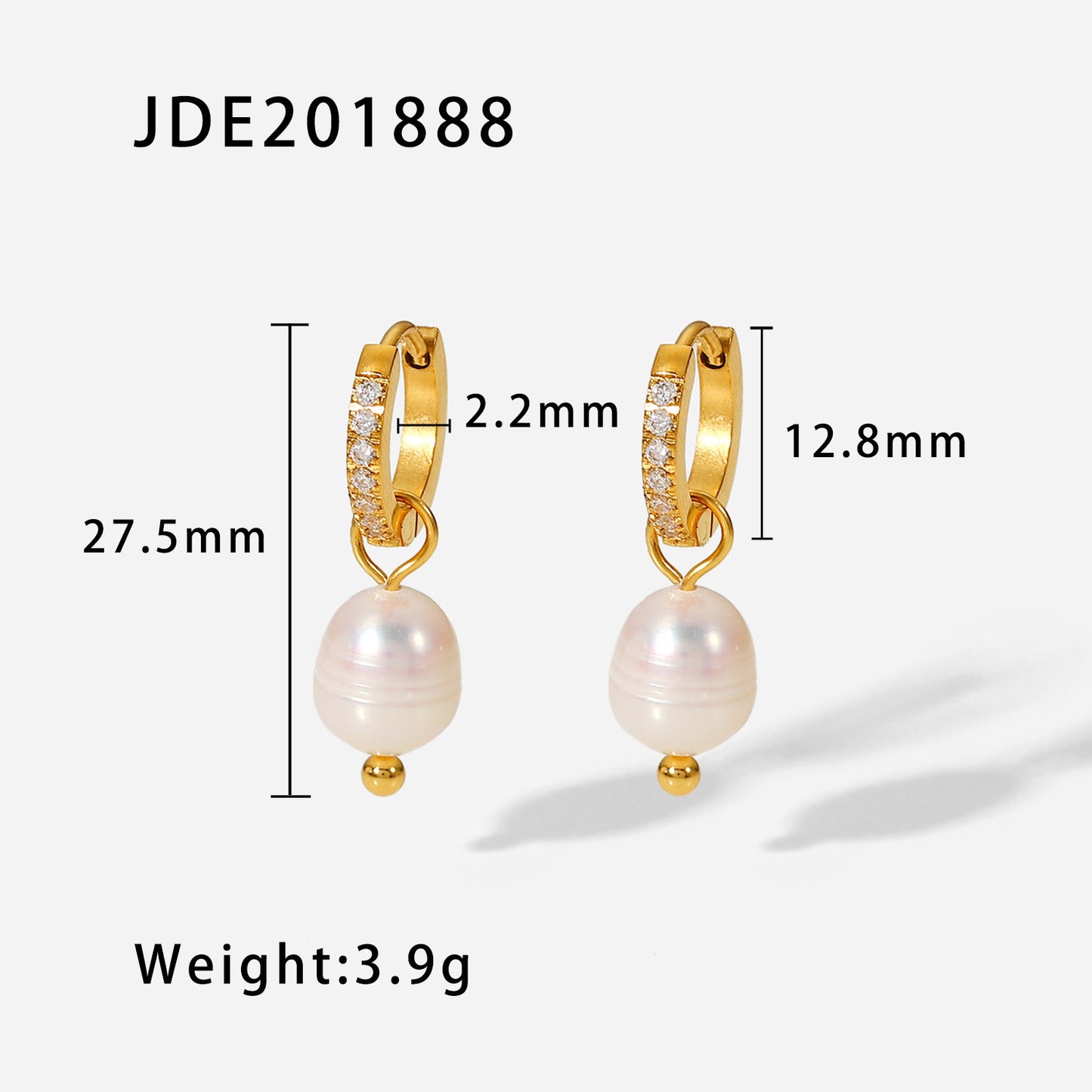 18K Gold Stainless Steel Fashion Personality Pearl Earrings