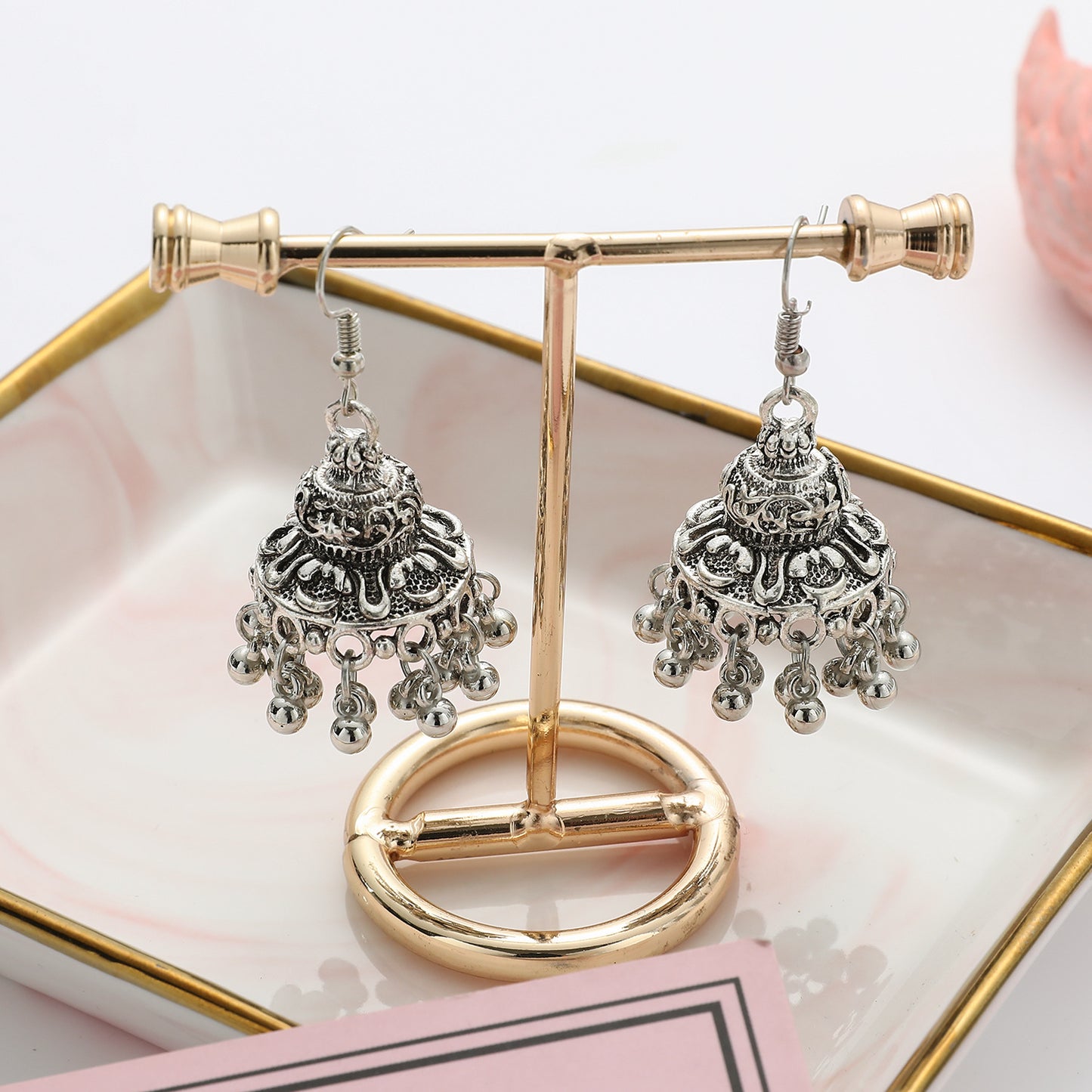 Ethnic style earrings with bells retro