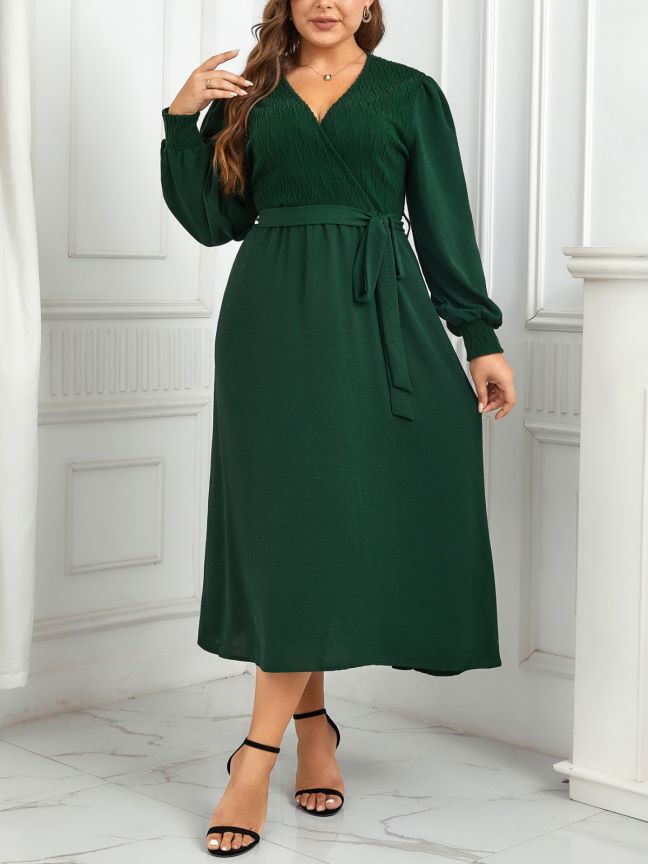 Women's V-neck Green Look Fairer Slimming Dress