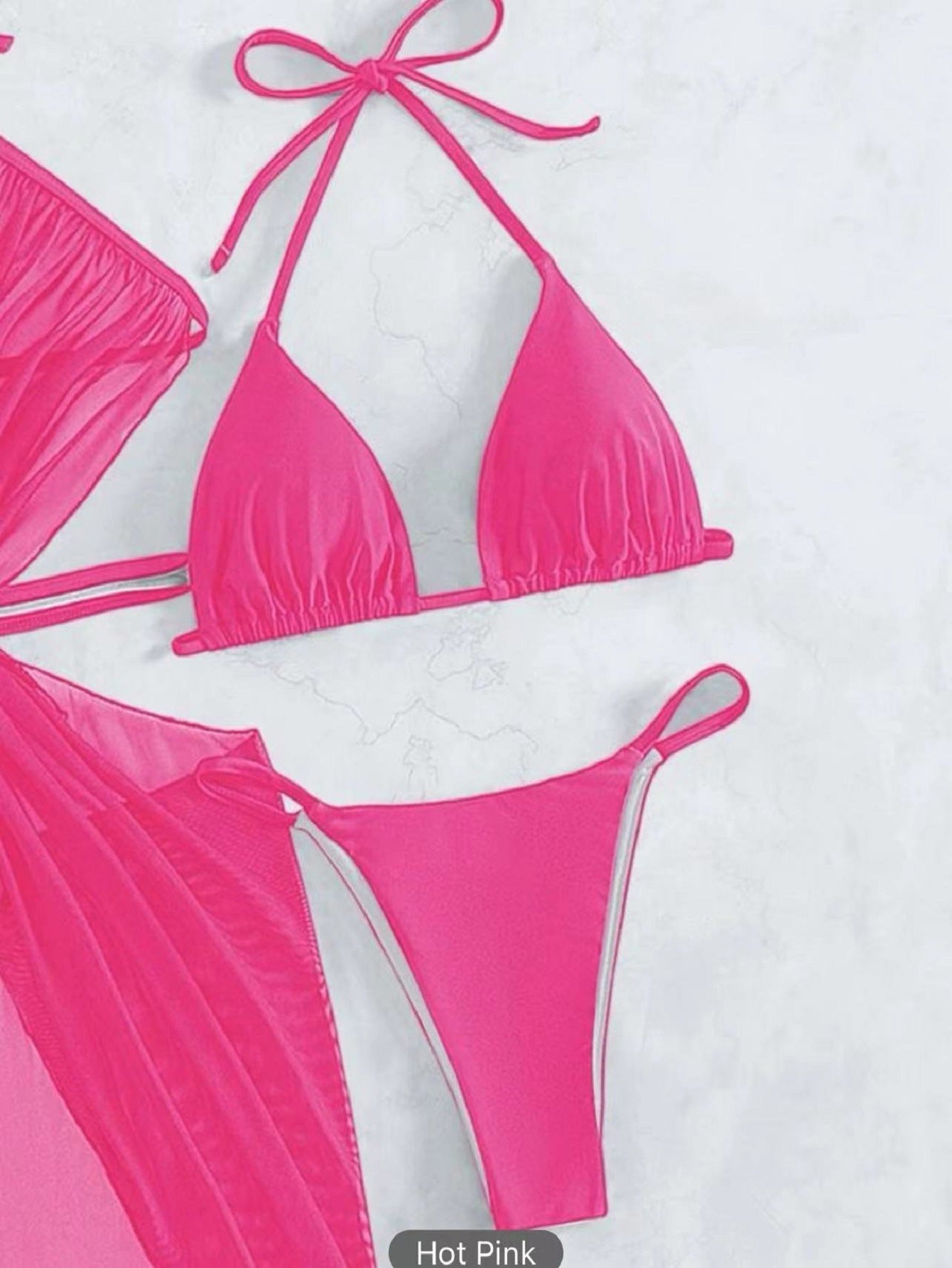 Dreiteiliger Bikini für Damen einfarbig geteilt