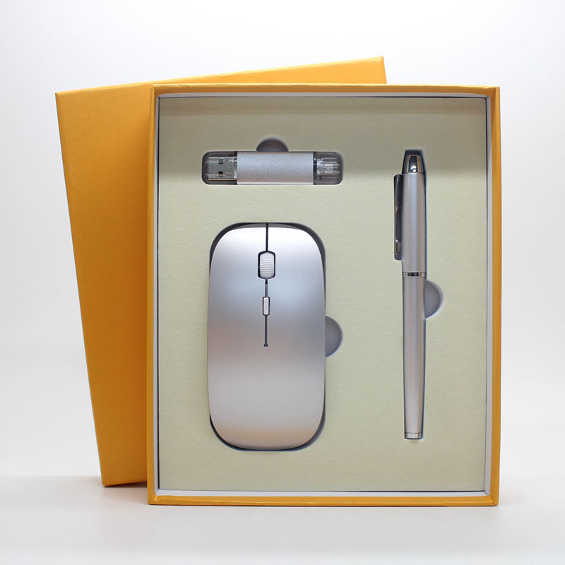 Wireless Mouse + USB Stick + Ballpoint Pen Gift Set