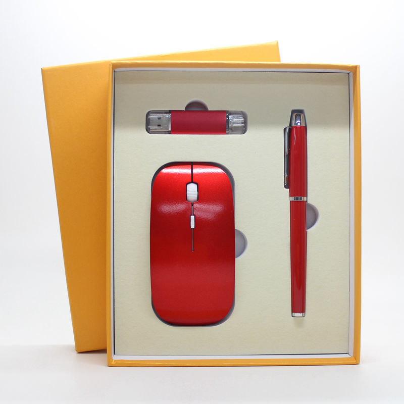 Wireless Mouse + USB Stick + Ballpoint Pen Gift Set