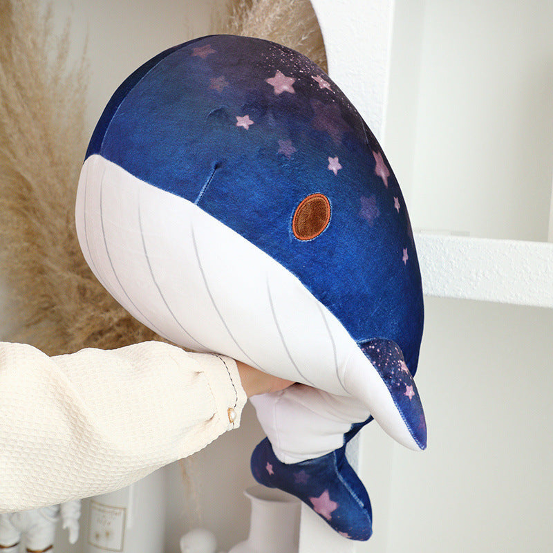 Cute Cartoon Chubby Doodle Soft And Adorable Dream Starry Sky Colorful Whale Plush Doll Pillow