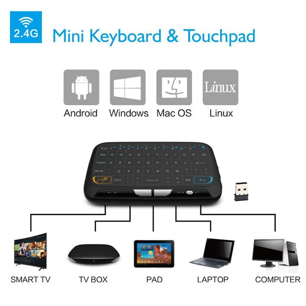 Mini H18 Drahtlose Tastatur 2,4 GHz Touchpad für Android TV Box Notebook Tablet