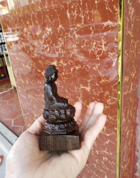 Pure natural black wood carving Shakyamuni Buddha