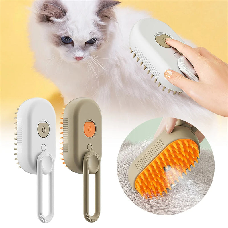 Steam brush for cats and dogs 3-in-1, electric spray brush