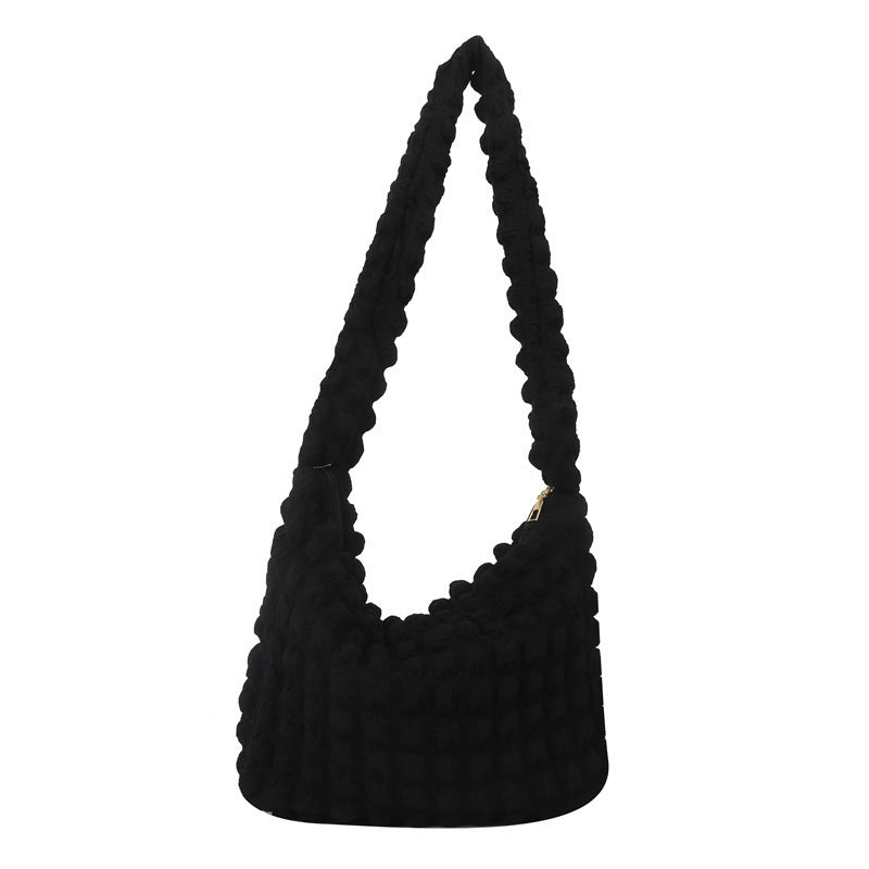 Niche pleated clouds Cute simple soft trendy western style underarm commuter bag