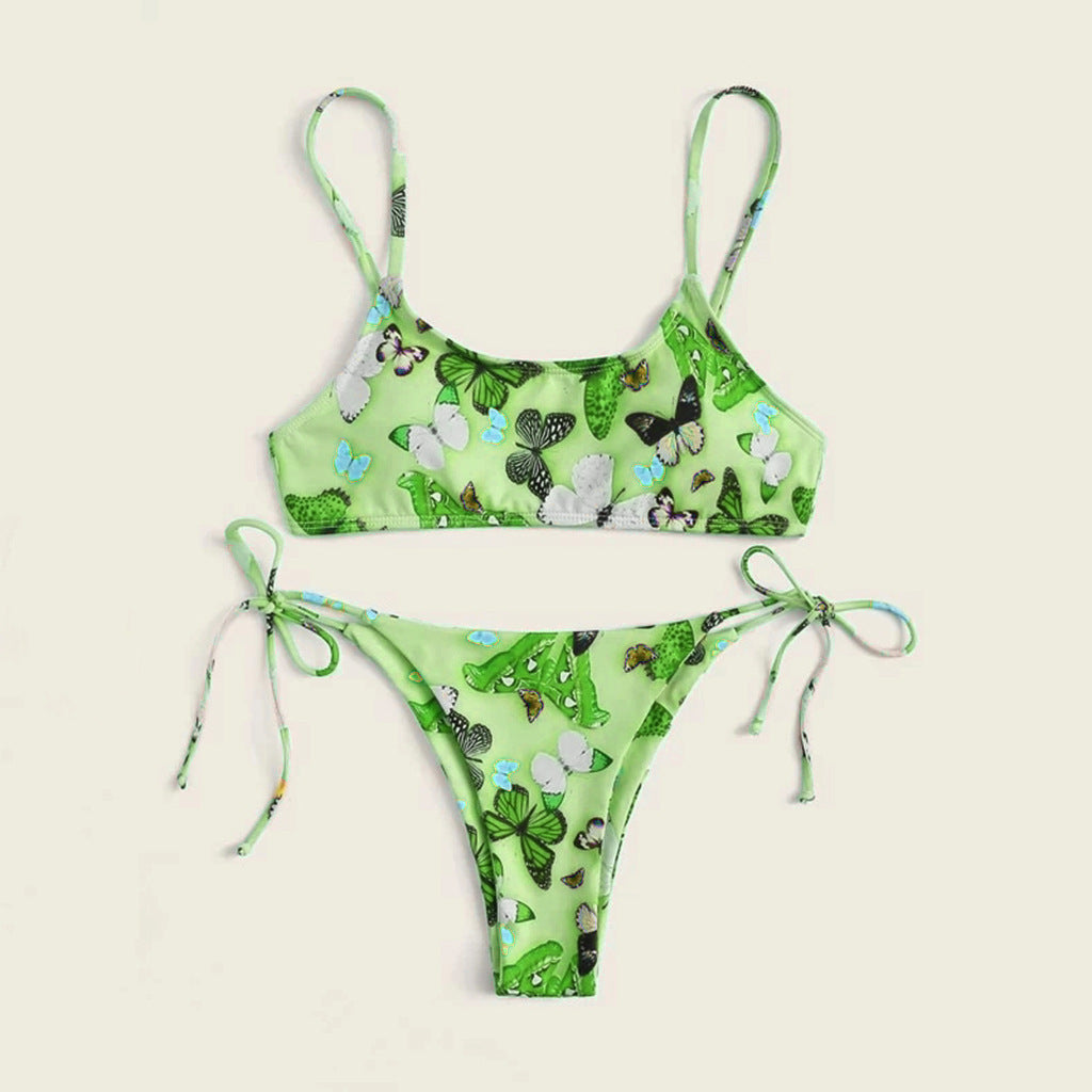 Summer Flowers Print Bikini Sexy Beach Swimming Suit Fashion Swimsuit Womens Clothing