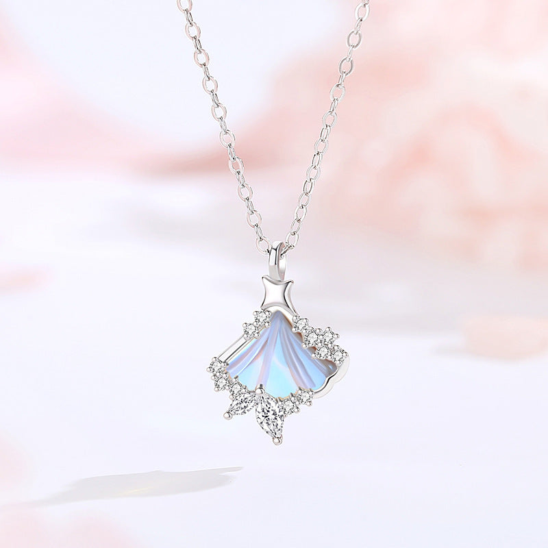 Fashion Ins Clavicle Chain Moonstone Pendant