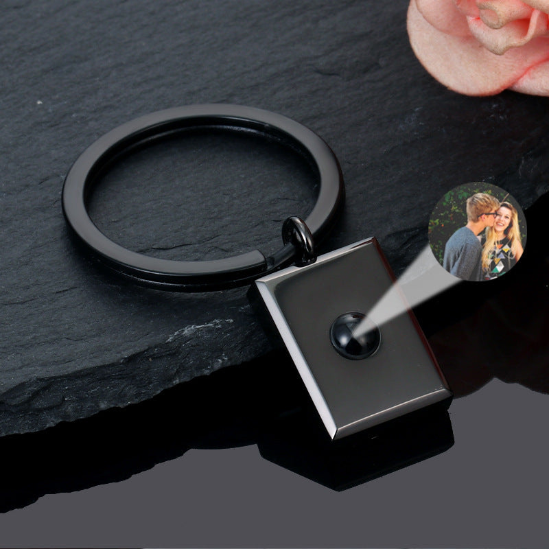 Customized Square Keychain Pendant with Bracelet Projection Color Photo