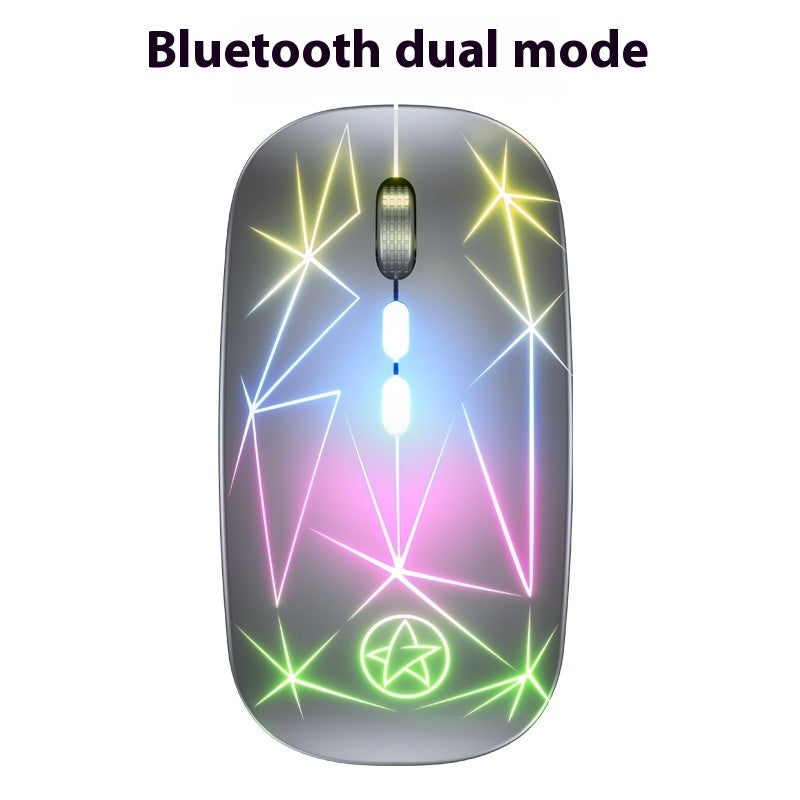 Wireless Bluetooth Mouse Dual-Mode Luminous Charging Game Office 5-Key Metal roller