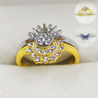 Sonne und Mond Ringe Paar Strass Ring für die Liebe Valentinstag Schmuck