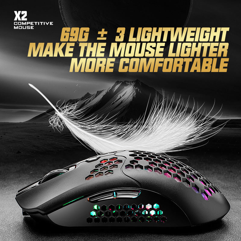 Wolf X2 Wireless Mouse RGB Dual-Mode Gaming Mouse 