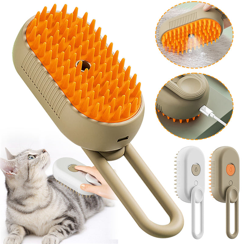 Steam brush for cats and dogs 3-in-1, electric spray brush