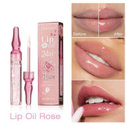 Lang wirkender, wasserbindender Lipgloss mit Rosenblütenblättern