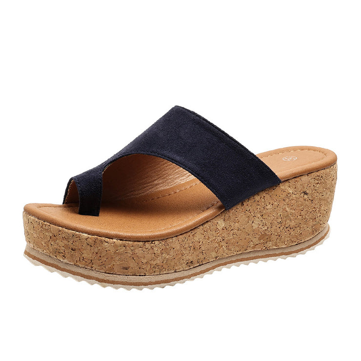 Modische Hausschuhe mit Keilabsatz und Leopardenmuster für Damen, neue Flip-Flops mit dicker Sohle und hohem Absatz, Sommer-Outdoor-Hausschuhe