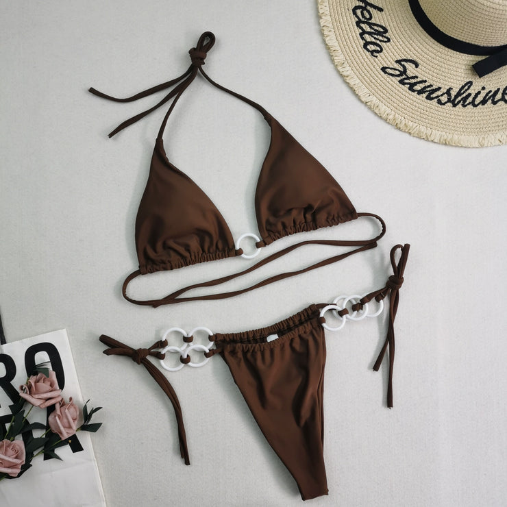 Bikini Doppel Stoff Spitze-up