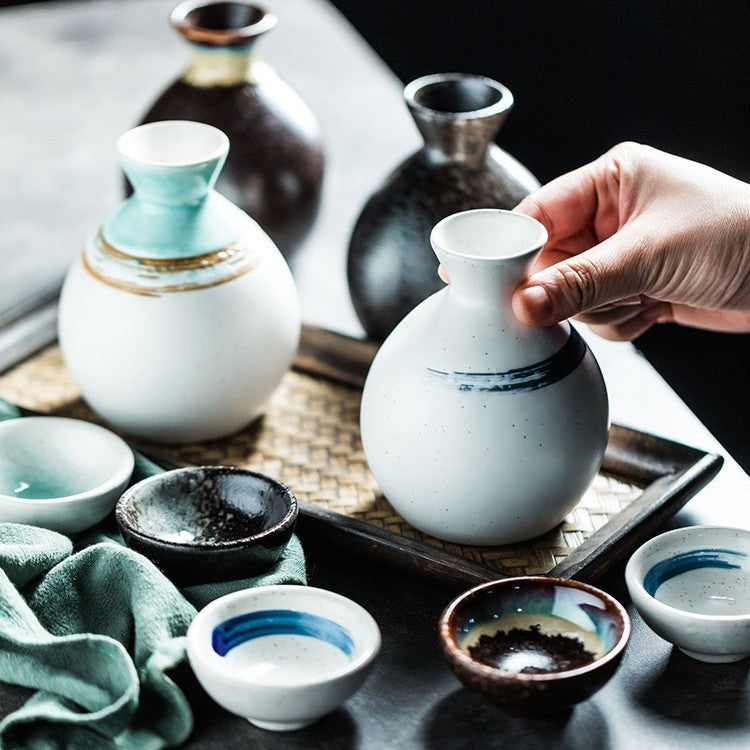 ceramic white wine cup sake set